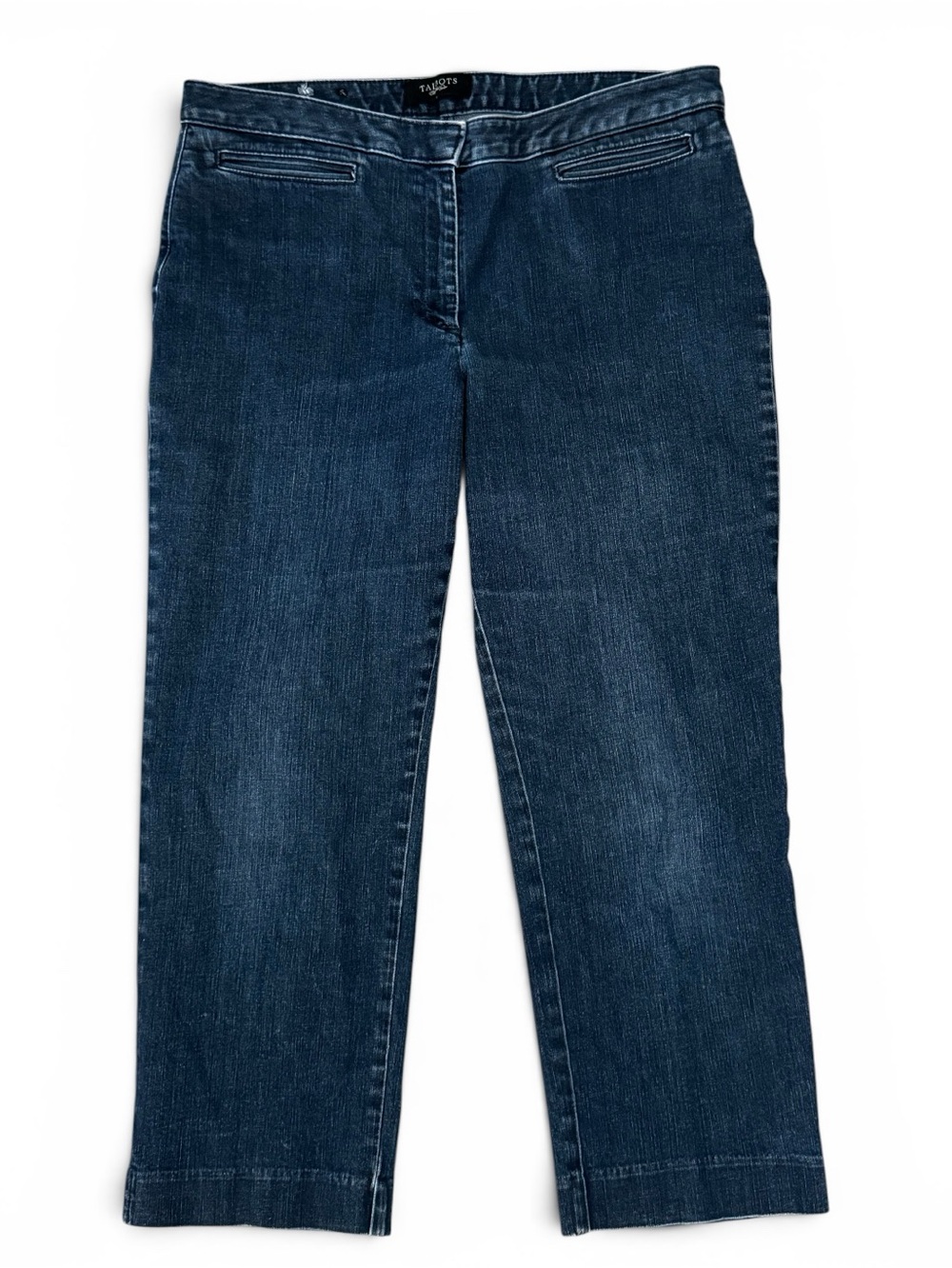 Talbots Size 12 straight-leg cropped front welt pockets denim trousers